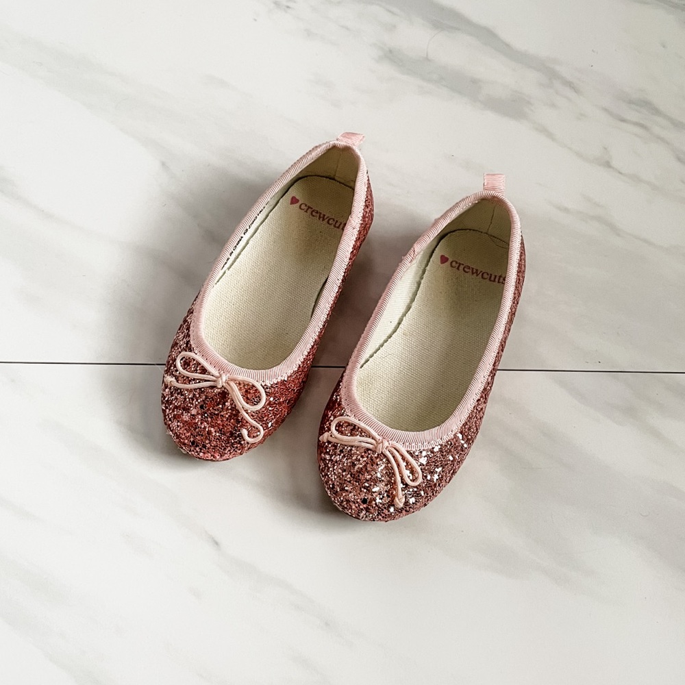 CREWCUTS Glitter Ballet Flats - Fits 7-8 Toddler